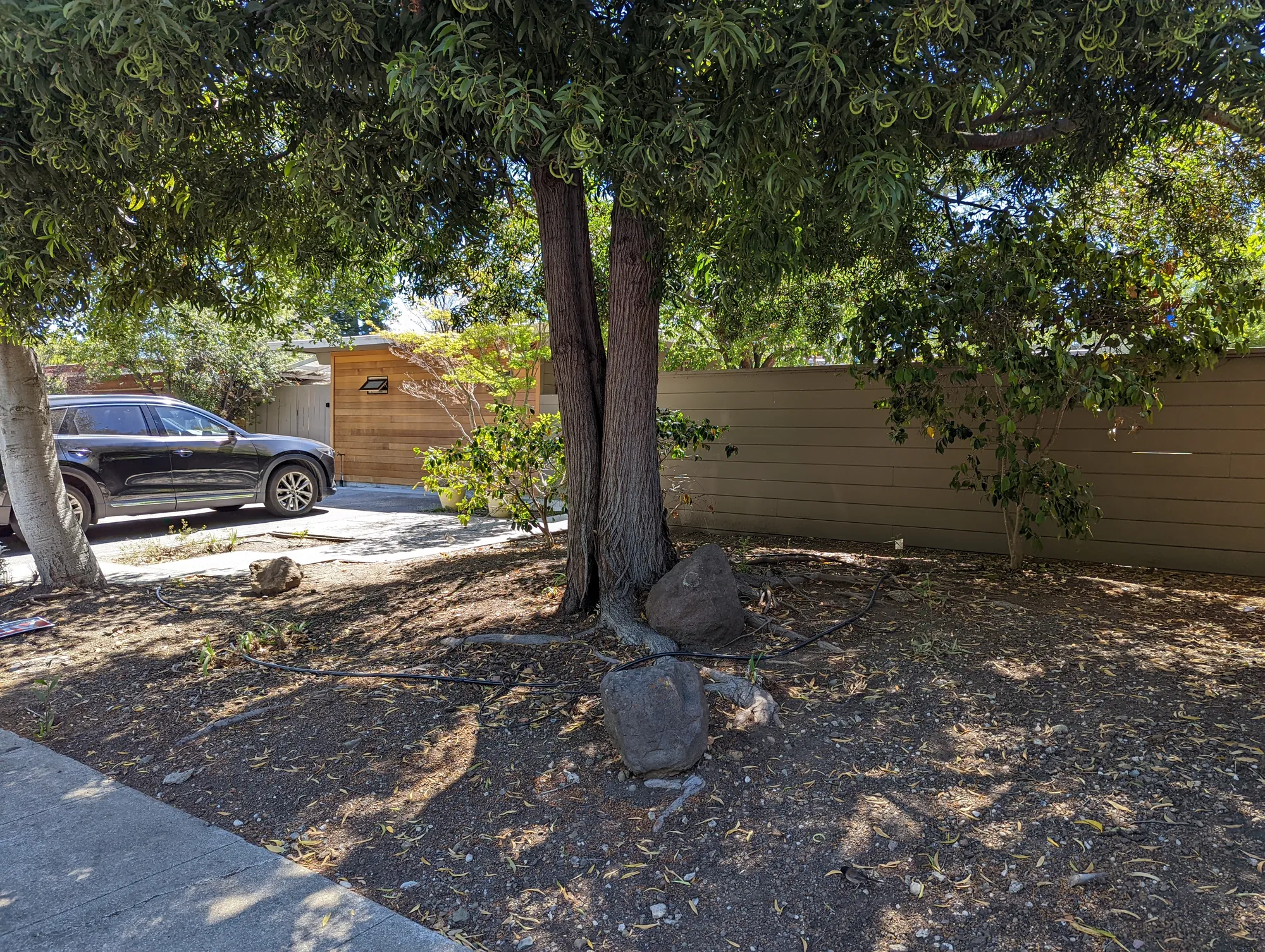 Before — the front yard as bare dirt, prior to construction