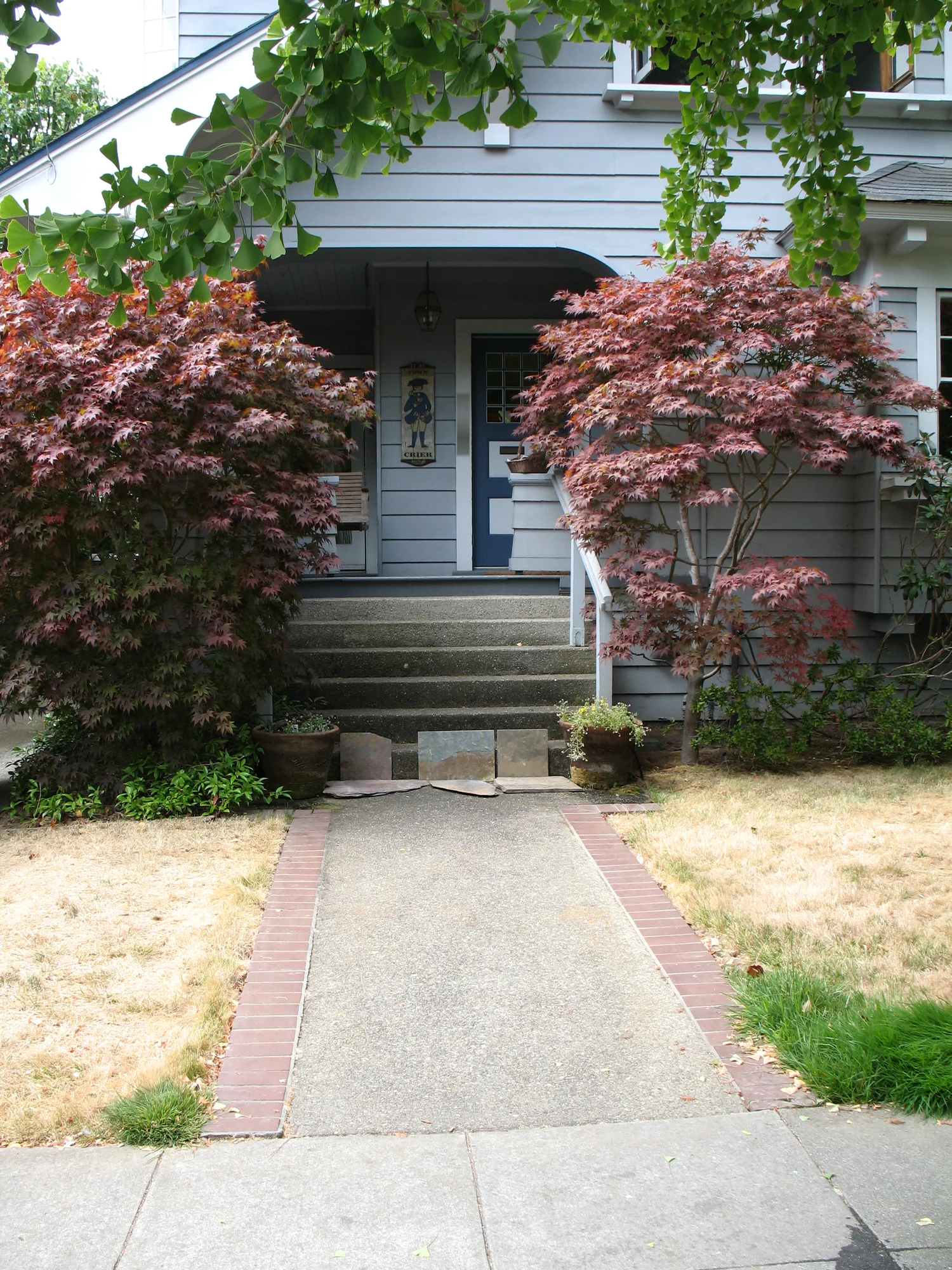 Before — the original entry walk and steps prior to construction